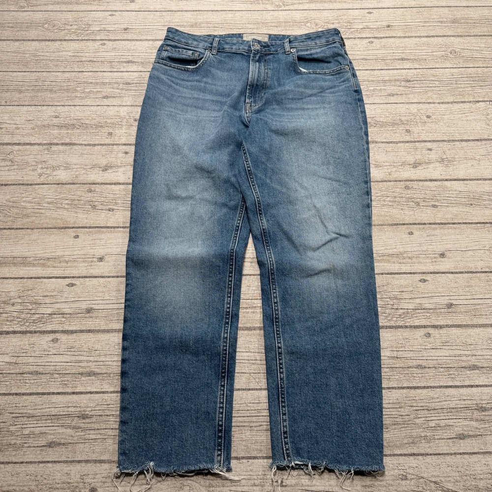 Everlane Jeans Women's 31 Blue Curvy Cheeky Denim Straight Leg Cropped High Rise